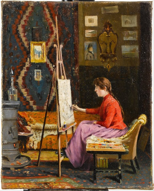 Ressam Kız ve Atölyesi portresi